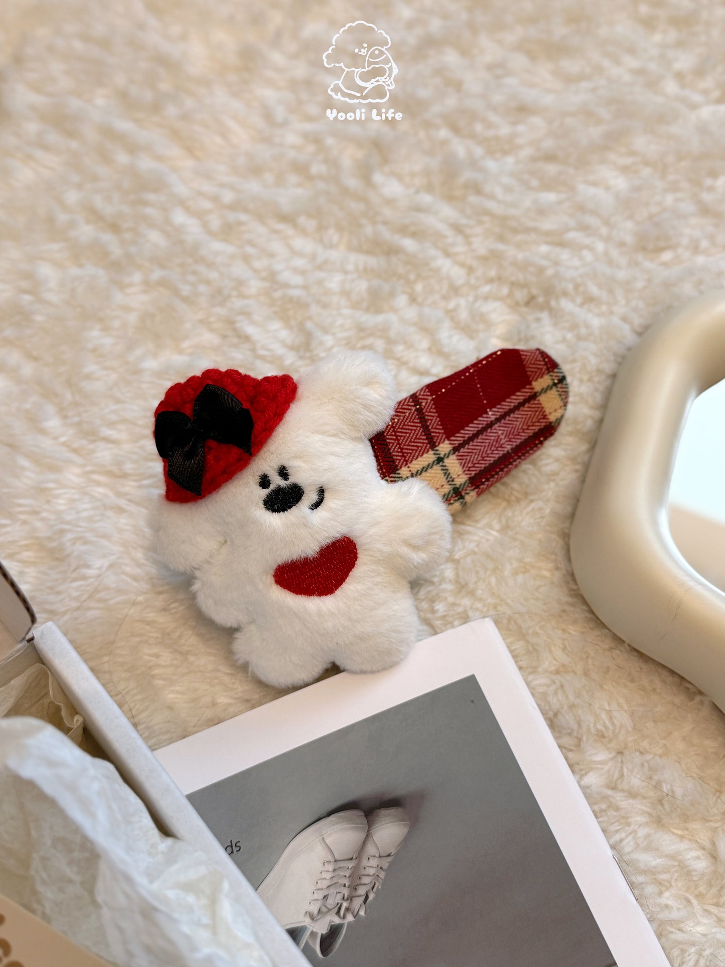 Red Hat Bear Hair Clip