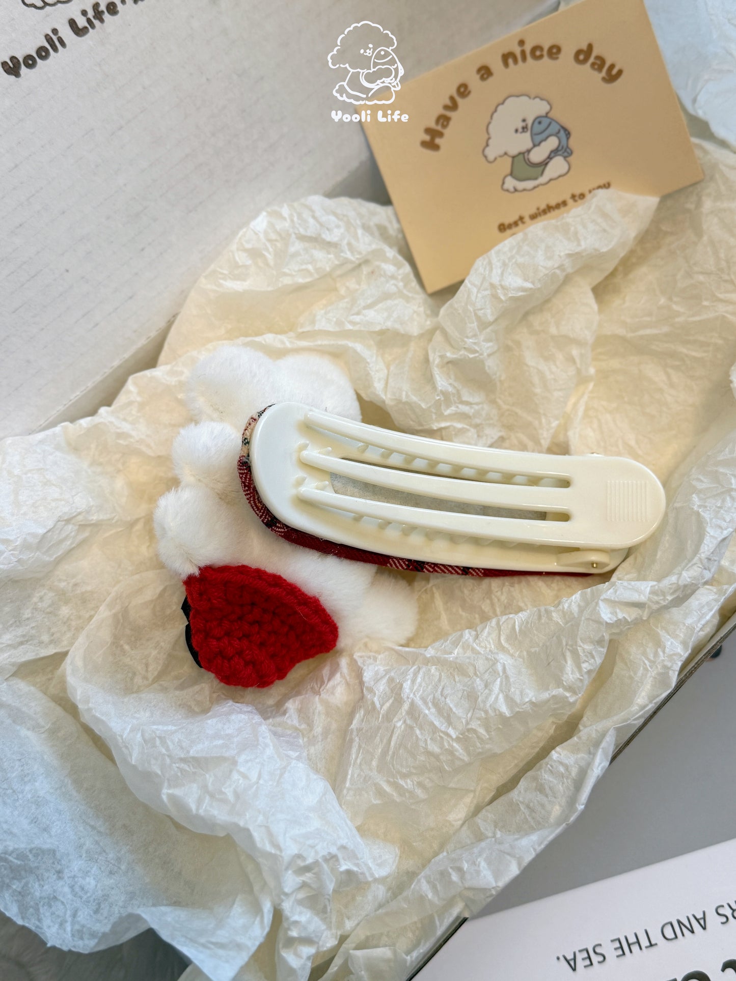 Red Hat Bear Hair Clip