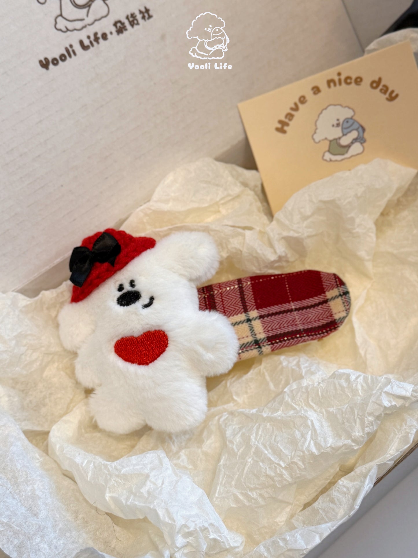 Red Hat Bear Hair Clip