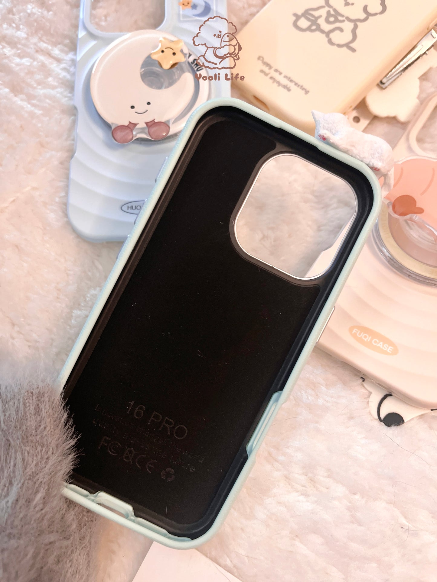 Soft Blue Dotty Cat Phone Case
