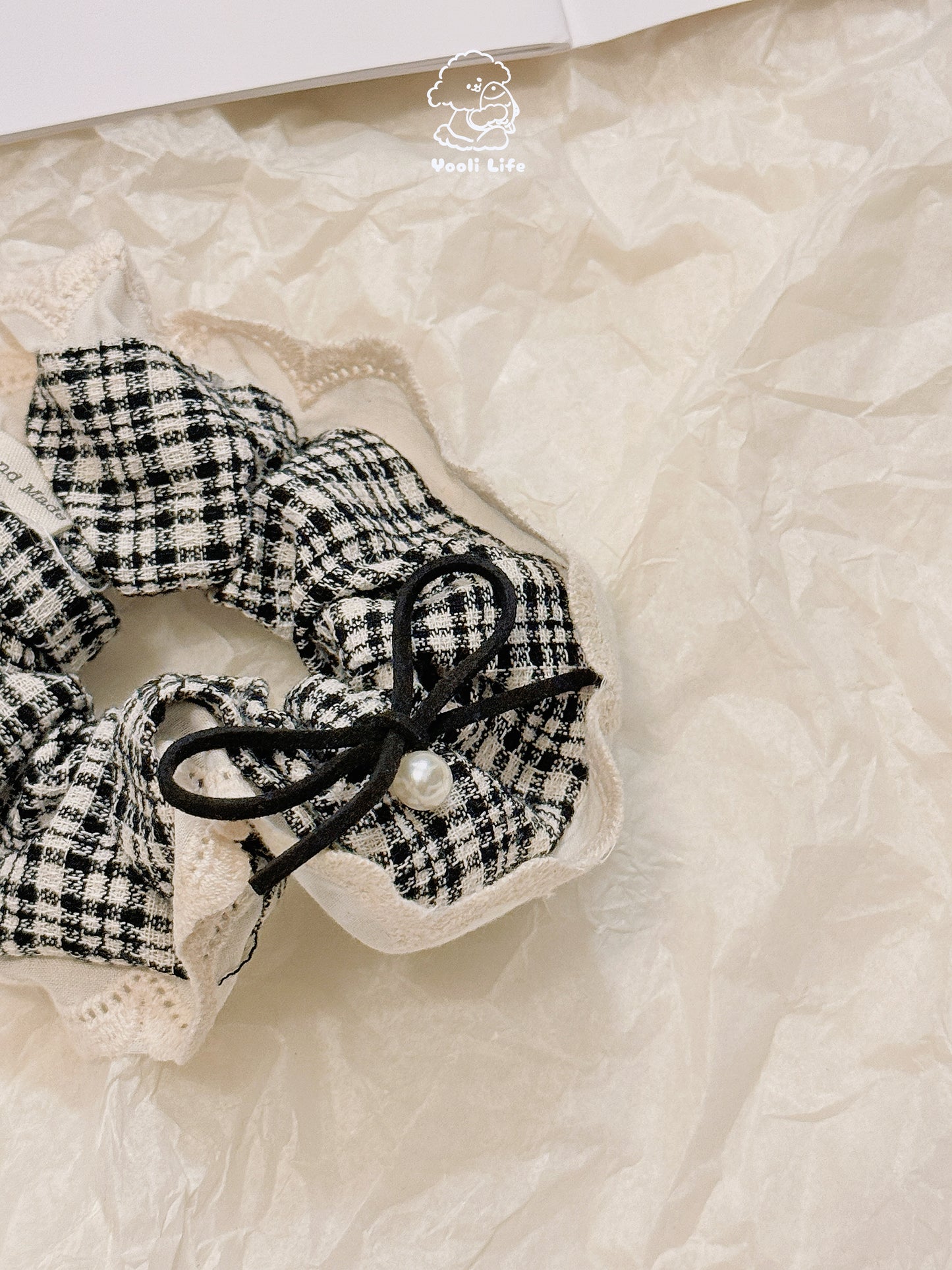 Vintage Plaid Hair Scrunchie