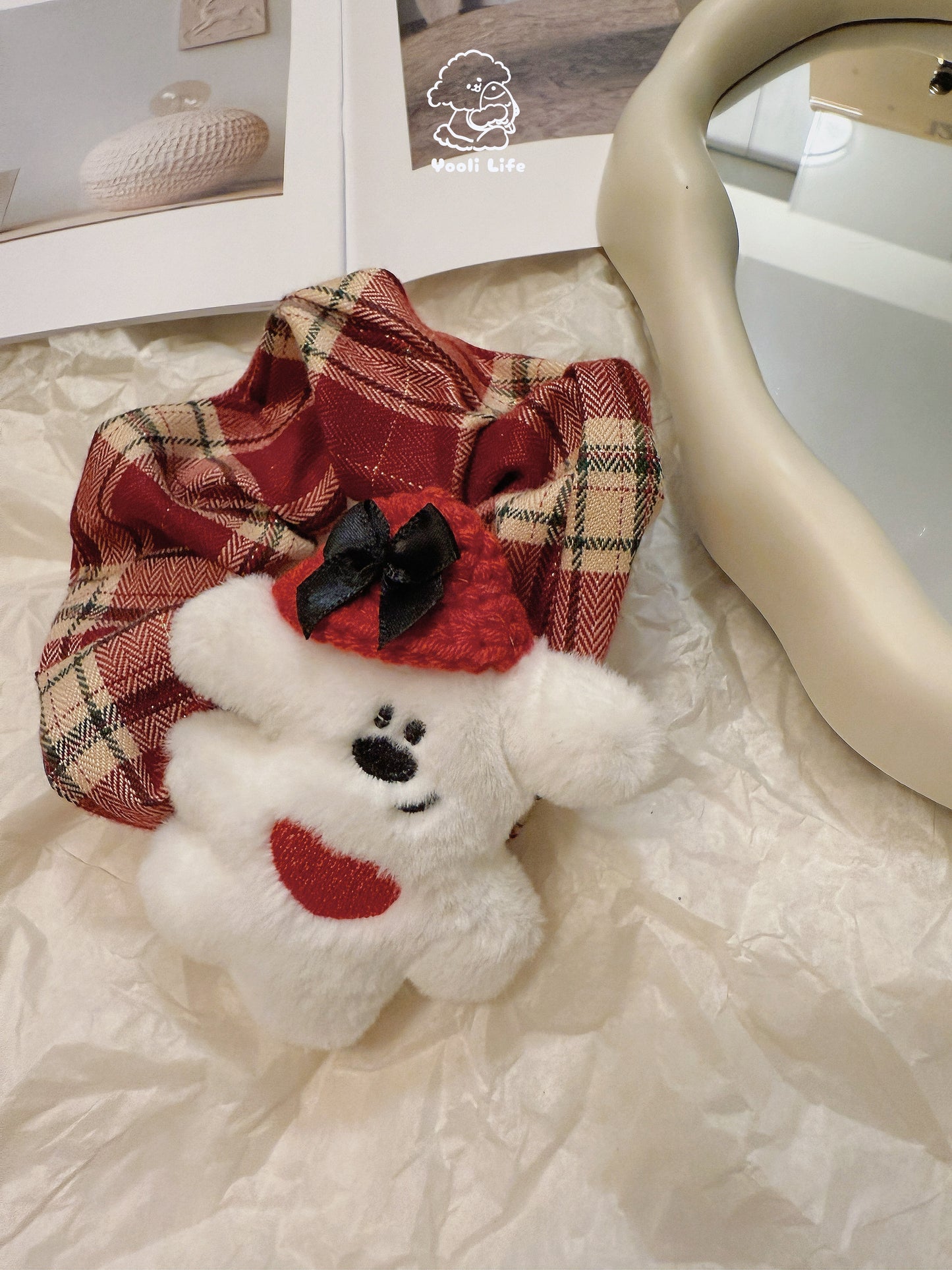 Red Bow Bear Scrunchie