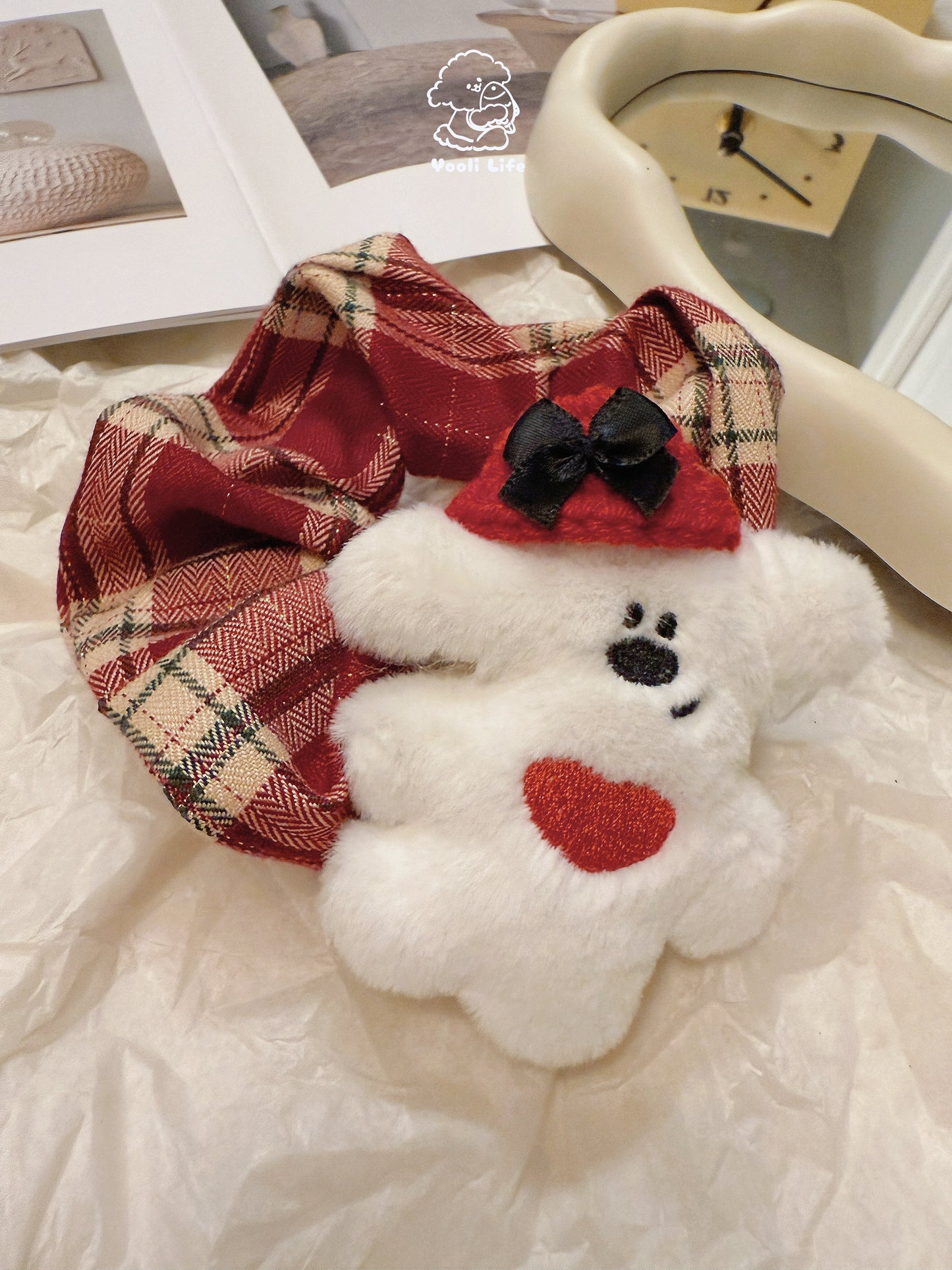 Red Bow Bear Scrunchie