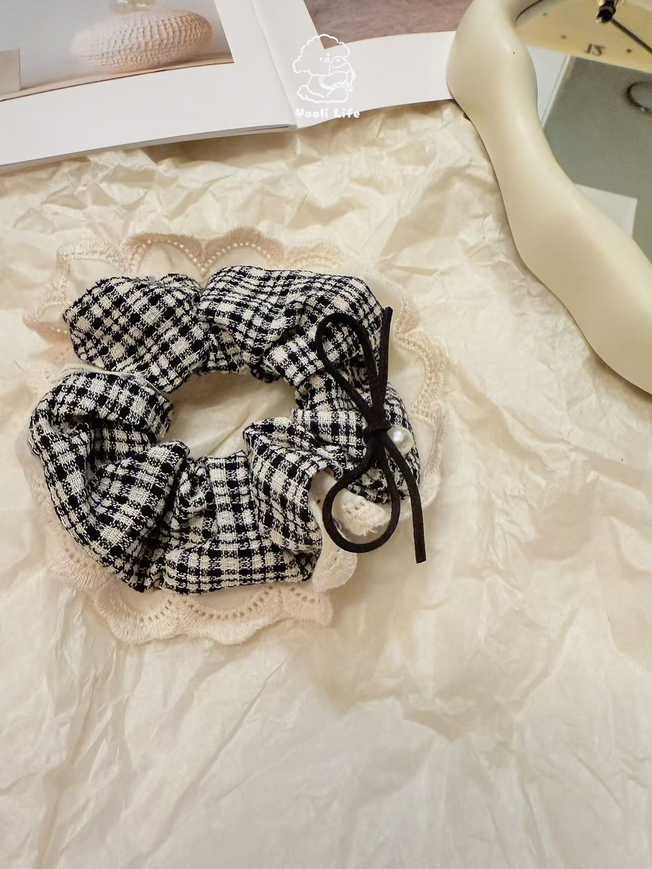 Vintage Plaid Hair Scrunchie