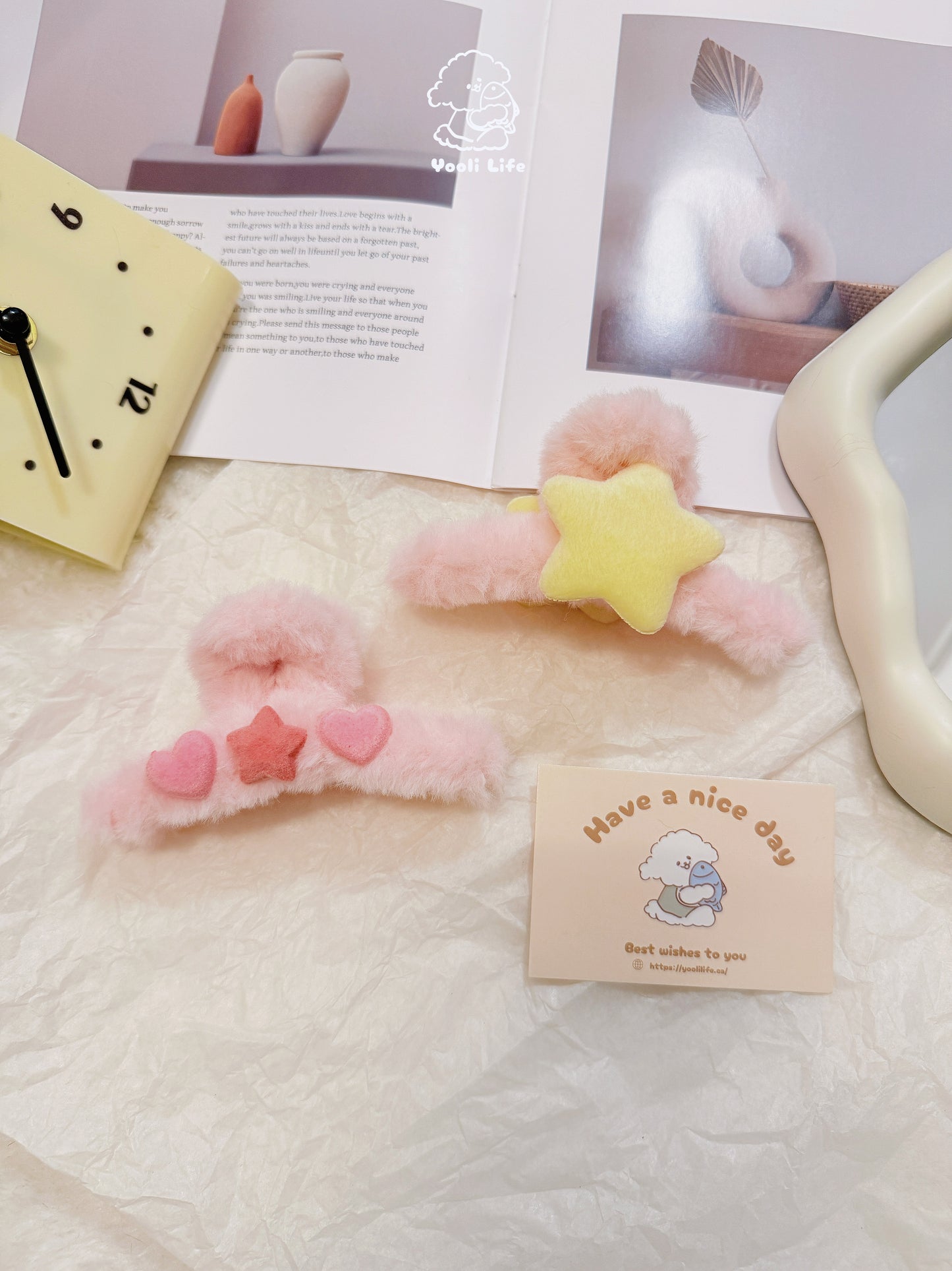 Pink Fluffy Hair Clip