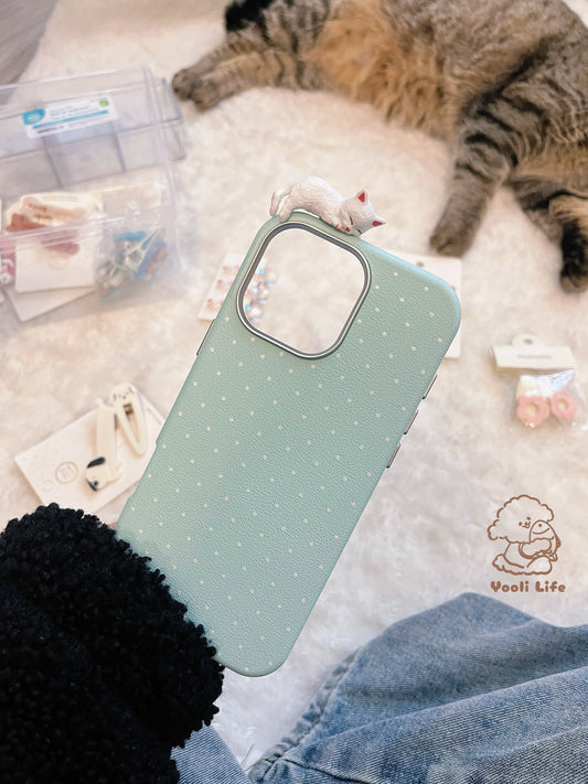 Soft Blue Dotty Cat Phone Case