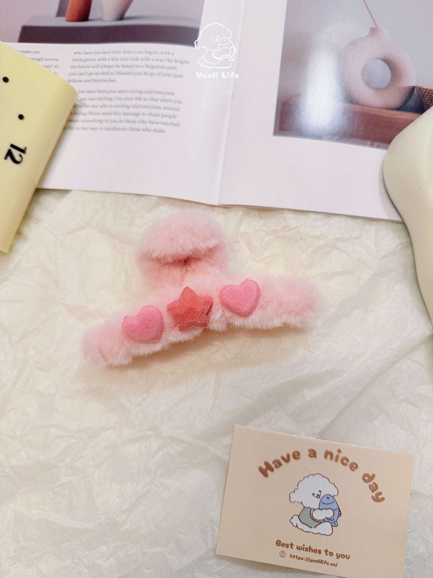 Pink Fluffy Hair Clip