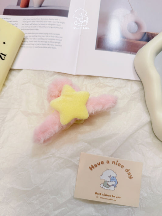 Pink Fluffy Hair Clip
