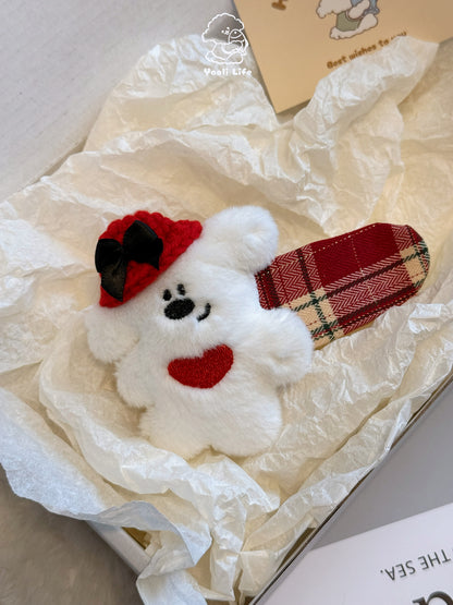 Red Hat Bear Hair Clip