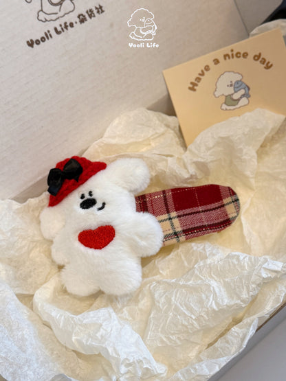 Red Hat Bear Hair Clip