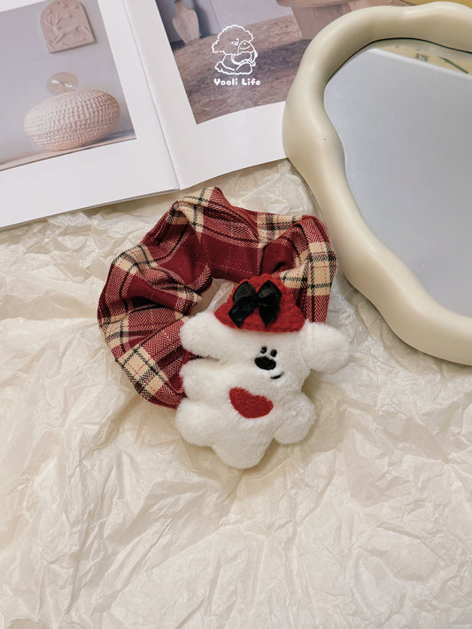 Red Bow Bear Scrunchie