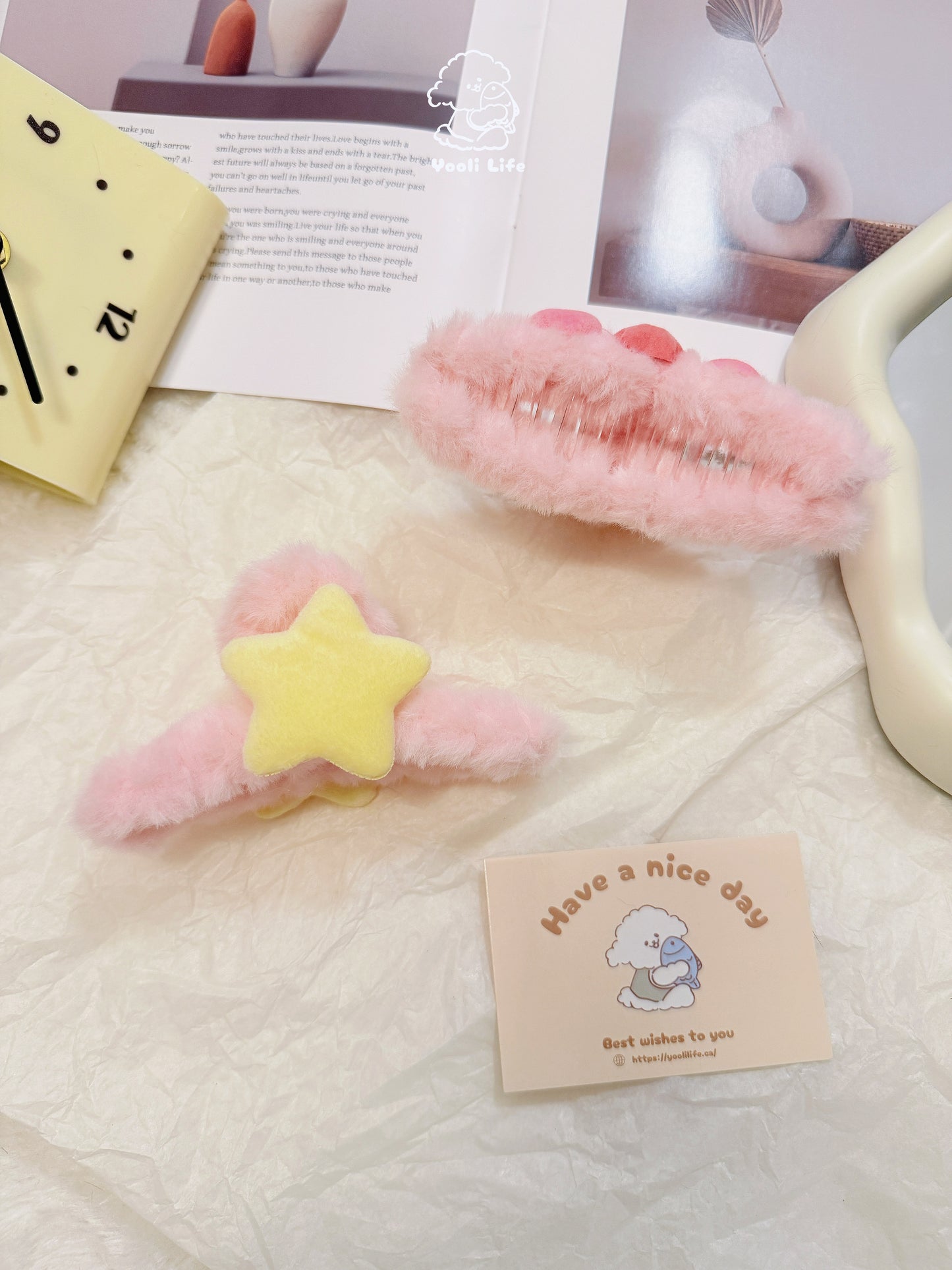 Pink Fluffy Hair Clip