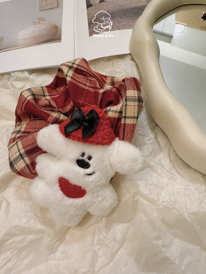 Red Bow Bear Scrunchie