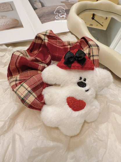 Red Bow Bear Scrunchie
