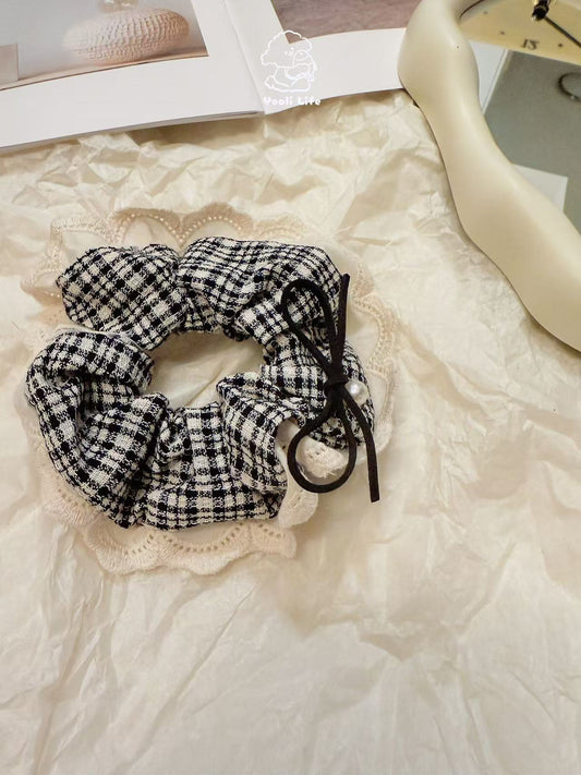 Vintage Plaid Hair Scrunchie
