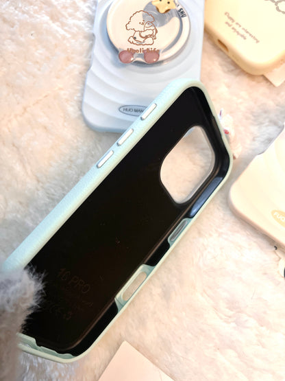 Soft Blue Dotty Cat Phone Case